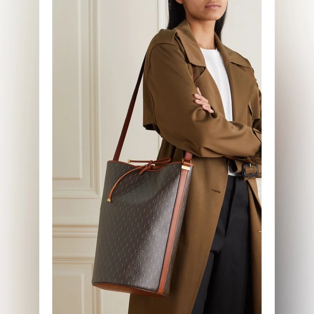 Saint Laurent Le Monogramme leather-trimmed printed coated-canvas bucket bag - Picture 2 of 16